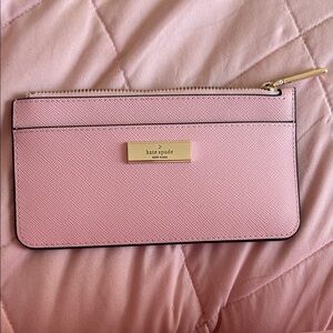 kate spade Pink Zip Wristlet with Gold Plaque NWT